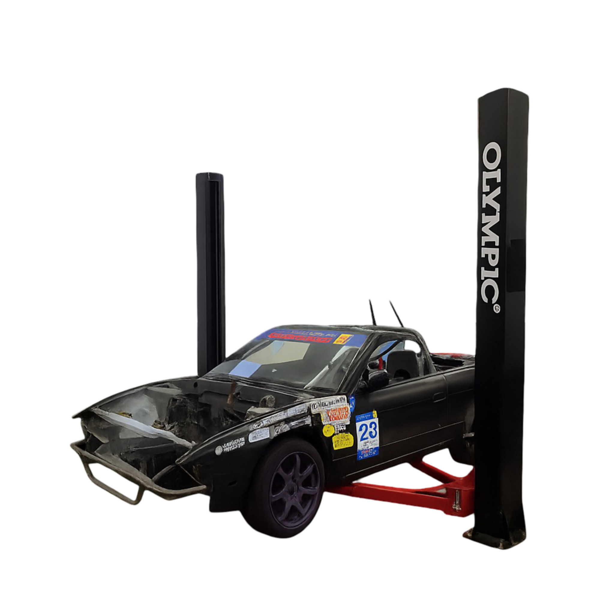 Model: Olympic 2PBP-12 / 12,000-lb. HDXL / Base Plate 2-Post Lift / Single Point Lock Release / 3-Stage Arms / 3-Stage Foot Pads / 115? H × 156? W / 10-Year Warranty / SHIPS FREE!